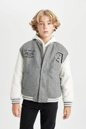 DEFACTO Boys College Collar Snap Closure Pocket Bomber Jacket