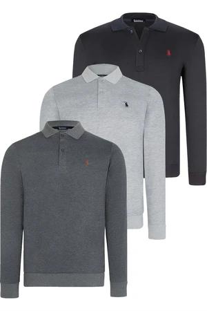 TRIPLE SET V4007 DEWBERRY MEN'S SWEATSHIRT-NAVY-ANTHRACITE-GREY