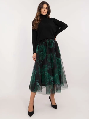 Green and black tulle skirt