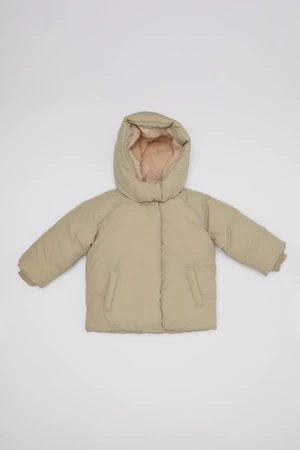 DEFACTO Baby Girl Hooded Water Repellent Soft Furry Coat