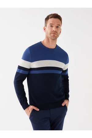 LC Waikiki Crew Neck Long Sleeve Color Block Men's Knitwear Sweater