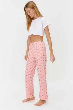 Trendyol Salmon Cotton Star Pattern Knitted Pajama Bottom