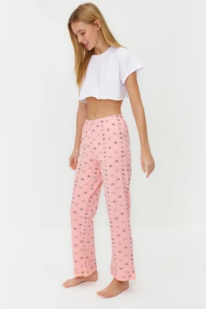 Trendyol Salmon Cotton Star Pattern Knitted Pajama Bottom