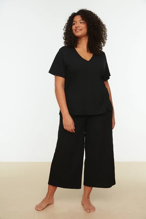 Trendyol Curve Black Knitted Pajamas Set