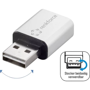 Renkforce USB 2.0 adaptér [1x USB 2.0 zástrčka A - 1x USB 2.0 zásuvka A]  obojstranne zapojiteľná zástrčka, hliníková zá