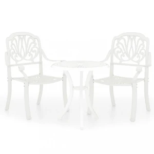 Záhradný bistro set 3 ks liaty hliník Dekorhome Biela