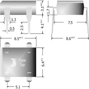 Diotec B500D mostíkový usmerňovač DIL-4 1000 V 1 A jednofázové