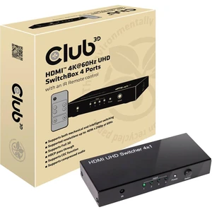 club3D CSv-1370 4 porty Prepínač HDMI  4096 x 2160 Pixel