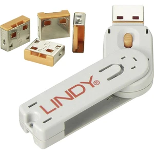 LINDY zámok portu USB USB-Lock + Key sada 4 ks oranžová  vr. 1 kľúče 40453