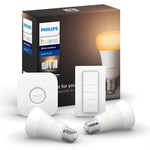 Štartovacia sada Philips Hue 9W, E27, White Ambiance (2ks) + bridge + Switch (8718699736088) štartovacia súprava • 2× LED žiarovka + stmievač + mostík