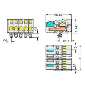 Kolíková lišta WAGO 721-115/008-000/037-000, počet kontaktů 15, řádků 1, 25 ks