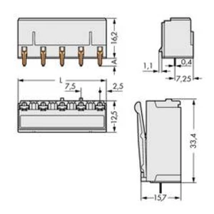 Zásuvkový konektor do DPS WAGO 2092-3303, 20.00 mm, pólů 3, rozteč 7.50 mm, 100 ks