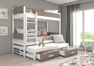 Poschoďová dětská postel Icardi 200x90 cm, bílá/trufla