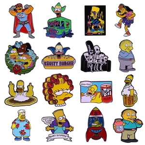 The Simpsons TV Anime Lapel Pins Interesting Metal Enamel Badge Denim Jacket Backpack Brooch Decoration Children Fashion Gifts