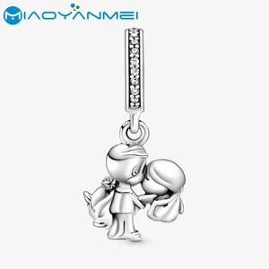 Wedding Anniversary Gift 925 Sterling Silver Beads Married Couple Dangle Charm fit Original Pandora Bracelets Women DIY Jewelry