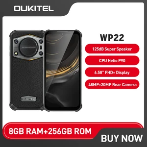 Oukitel WP22 Rugged Smartphone 8GB+256GB Android 13 Mobile Phones 6.58" FHD+ 10000mAh 48MP Helio P90 Cell Phone