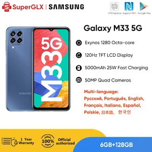 Original Samsung Galaxy M33 M336B 5G Smartphone Exynos 1280 Octa-core 120Hz TFT LCD Display 5000mAh 25W Fast Charging Phone