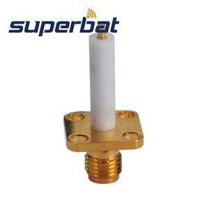 Superbat SMA 4 hole Panel Mount Female with Long Extended Dielectric and Solder RF Coaxial Connector