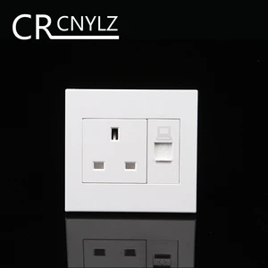 UK Standard Household wall socket with Internet Socket outlet 250v 13A