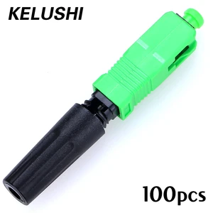 100PCS/SC-APC Fast Connector Embedded Fiber Optic Connector Single Mode FTTH Quick Connector Tool Free Shipping