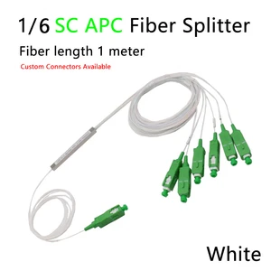 5/10pcs/lot 0.9mm Steel Tube Fiber Optic PLC Splitter 1x6 SC/APC Mini Blockless Sc APC Connector Fiber Optic PLC Splitter