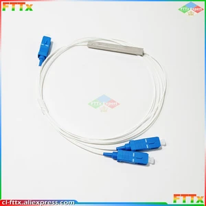 10pcs/lot 0.9mm Steel Tube Fiber Optic PLC Splitter 1X2 1X4 1X8 1X16 1X32 SC/UPC Mini Blockless G657A1 0.9mm 1M SC UPC Connector