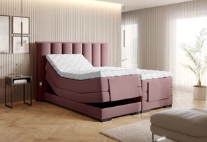 Elektrická polohovací boxspringová postel VERONA 160 Velvetmat 24 - růžová
