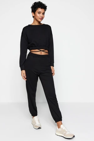 Trendyol Black Waist Detail Knitted Top and Bottom Set