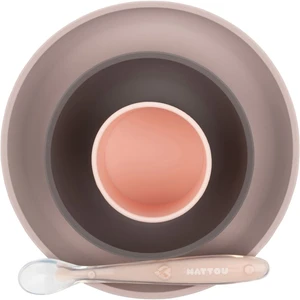 NATTOU Tableware Set of 4 Pieces jídelní set pro děti Pink / Purple 4 ks