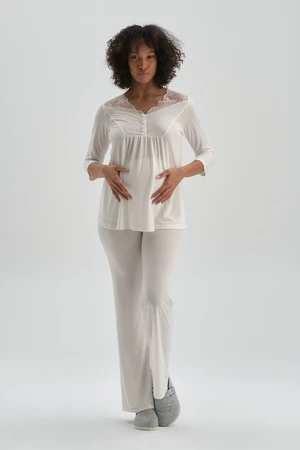 Dagi White Maternity Pajama Set