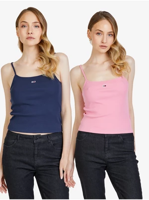 Set of two women's tank tops in pink and navy blue Tommy Jeans