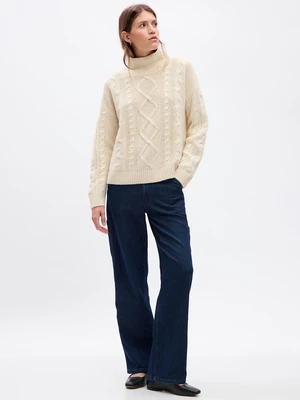 Beige women's braided turtleneck sweater GAP