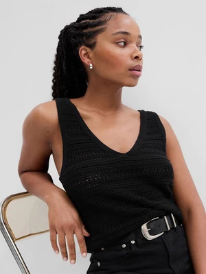 Black women's crochet tank top GAP