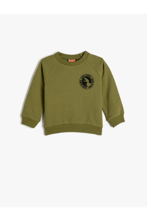 Koton Dinosaur Sweatshirt Crew Neck Long Sleeve Raised Cotton