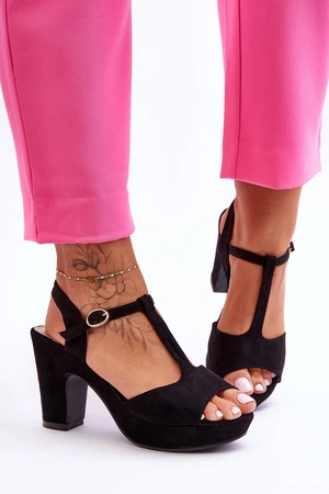 Suede High Heel Sandals Black Felicia