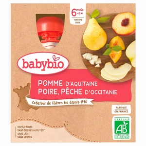 Babybio Jablko, hruška a broskev kapsičky 4x90 g