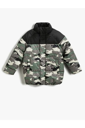 Koton Inflatable Coat Camouflage Pattern