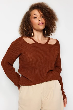 Trendyol Curve Brown With The Window/Cut Out Detailed Knitwear Sweater
