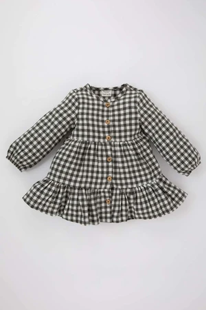 DEFACTO Regular Fit Plaid Long Sleeve Woven Dress