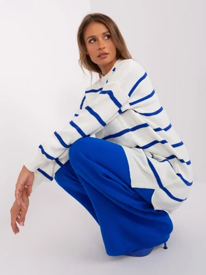 Cobalt and ecru oversize sweater with cuffs