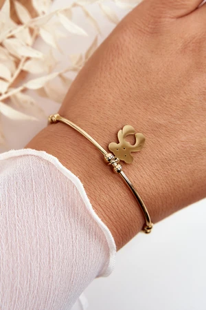 Women's steel teddy bear stringing bracelet, gold