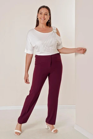 By Saygı Imported Crepe Plus Size Trousers with Elastic Sides.