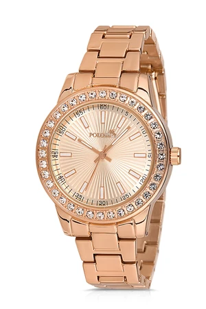 Polo Air Stone Detailed Women's Wristwatch Copper Color