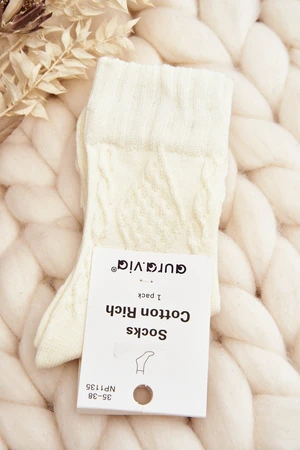 Women's Embossed Cream Socks