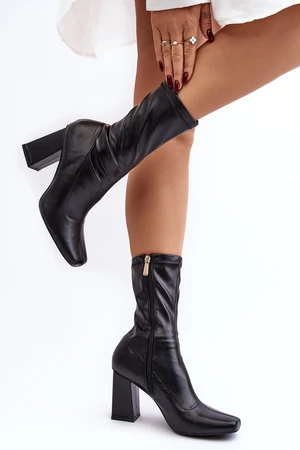 Women's ankle boots with square toe, black Glavina