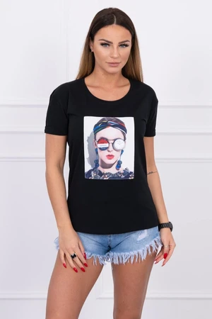 Women's graphic blouse black