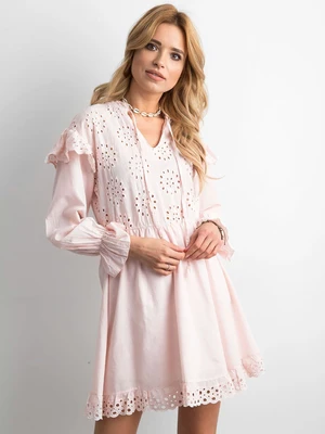 Pink boho dress with ruffles