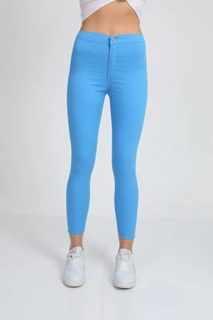 BİKELİFEJNS Women's Blue High Waist Lycra Leggings Pants