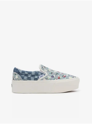 Light Blue Women's Patterned Slip On Platform Sneakers VANS - Women