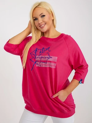 Women's fuchsia blouse plus size with pockets